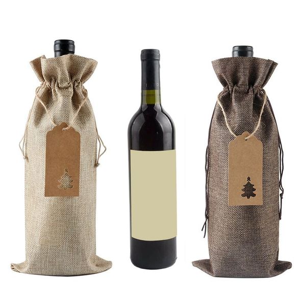 

gift wrap christmas wine drawstring beam pocket bottle burlap champagne dust jacket home decoration