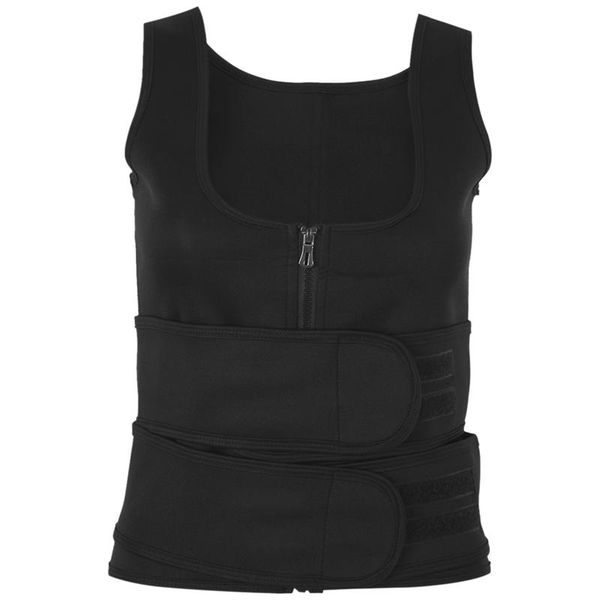 

waist support women trainer corset zipper hook shapewear double control body shaper tummy fat burning cincher, Black;gray