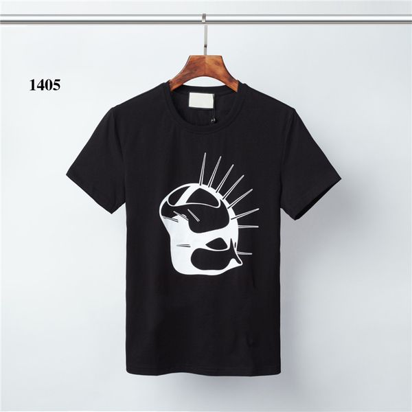 

19SS Men's t-shirt Fashion Luxury Man clothing Round Neck Short Sleeve T-Shirt Brand Top Skulls Print T-Shirt Slim tshirt HOT, White;black