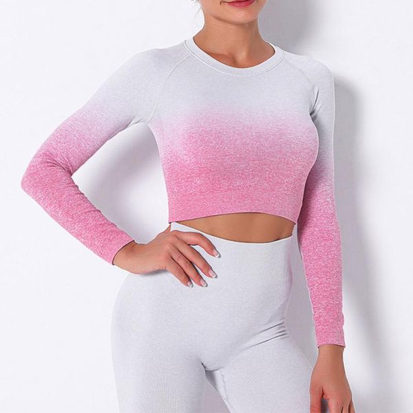 

yoga outfit tie dye women seamless fitness gym crop running shirts cpush up lothing workout quick dry sportswear