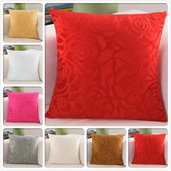 

square 43cm printed jacquard solid cushion cover home bedroom decors car seat backrest office soft throw pillow case fashion cushion/decorat