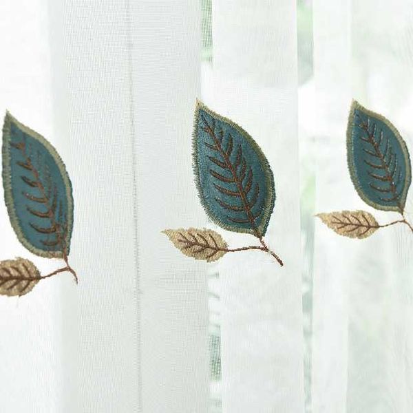 

white leaves window curtain embroidered voile for living room bedroom balcony kitchen sheer drape blinds & drapes