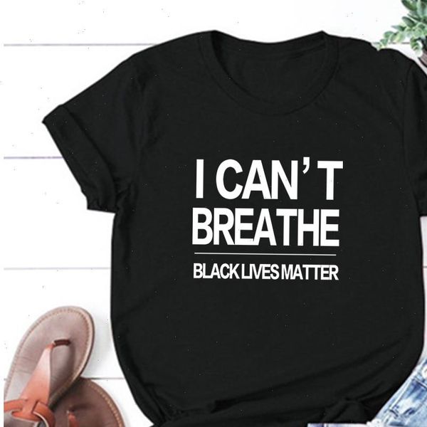 

beautiful plus size i womens cant breathe black lives matter letter print o neck trendy, White