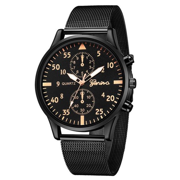 Orologi da polso Moda in acciaio inossidabile Nero Orologi da uomo Ginevra Abito casual Sport Orologio da uomo al quarzo Elegante orologio di lusso Reloj Hombre 2021