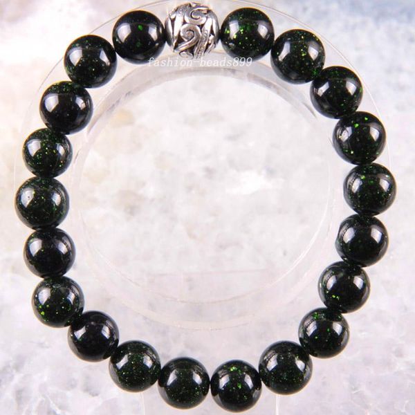 

beaded, strands green sandstone stretch bracelet 6 8 10 12 mm natural stone gem round beads charm bangle men women jewelry gift 8", Black