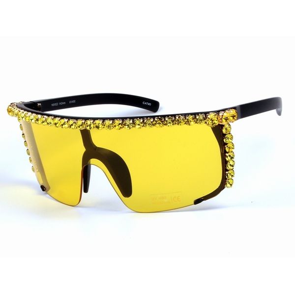 

wind sunglasses women's windproof large frame inlaid with diamond goggles exaggerated sunglasses women, White;black