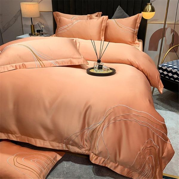 

4pcs luxury cotton bedding set summer  king size duvet cover bed sheet flat pillowcases sets