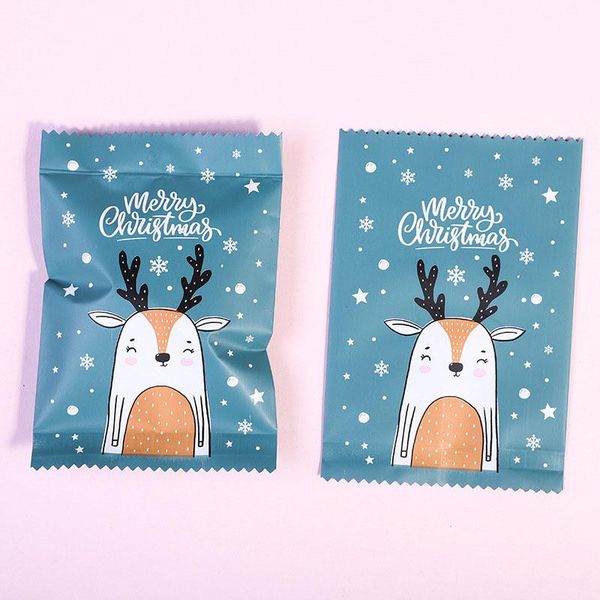 

gift wrap 100pcs cartoon cute christmas reindeer diy handmade nougat candy packaging snowflake smiling elk frosted cookies bags