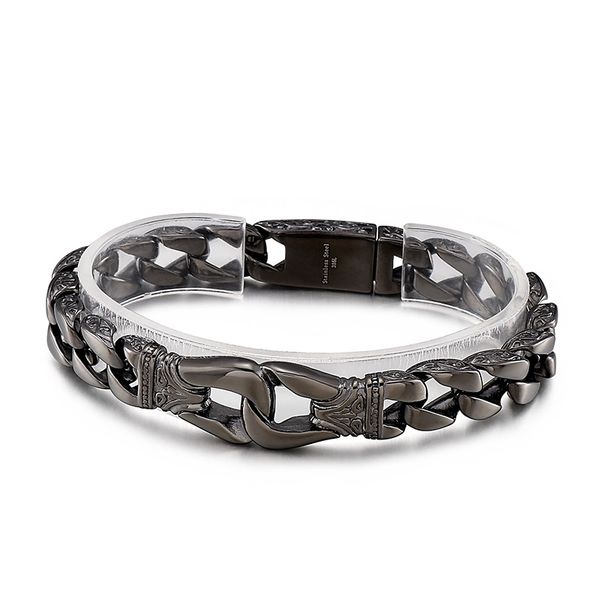 

amazing stainless steel men's link chain bracelet bangle black 11mm 8.66 inch 54g