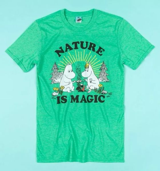 

official moomins nature is magic green marl t-shirt, White;black