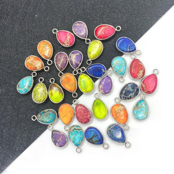 

charms drop-shaped turquoise pendant necklace natural stone jewelry edging craft diy making accessories charm, Bronze;silver