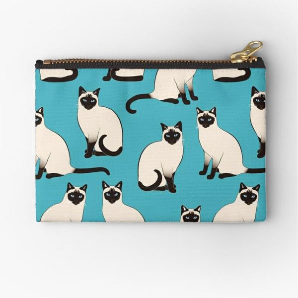 

cosmetic bags & cases women siamese cats in blue printed fashion cosmetics organizer bag for travel colorful storage lady small gift