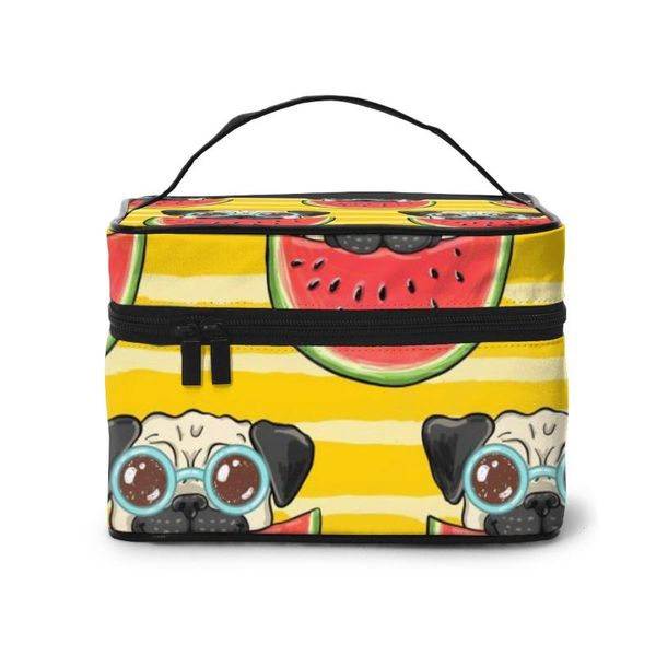 

women makeup bags travel cosmetic bag toiletries organizer storage summer pug and watermelon containers & cases