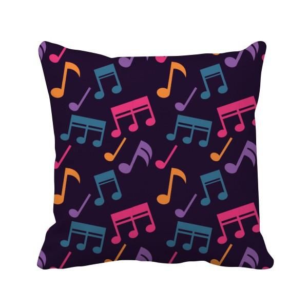 

pillow colourful music notes black throw square cover