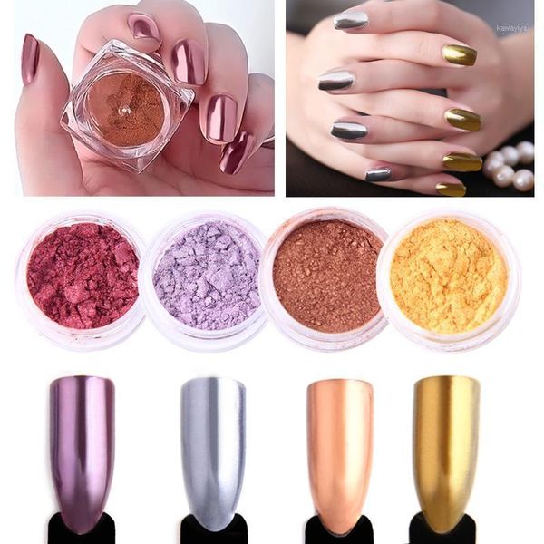 

1 box nail glitter pigment powder gold sliver purple champagne dust manicure art chrome decorations1, Silver;gold