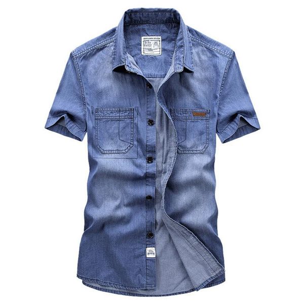 

men's casual shirts drop fashion denim short sleeve shirt summer thin 100% cotton comfortable soft hombres s-4xl, White;black
