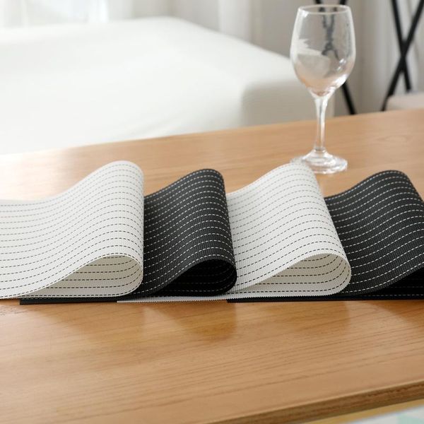 

mats & pads inya dining pvc luxury place table black and white mat