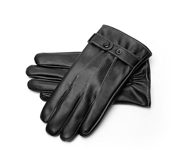 

fingerless gloves men' leather winter riding warm waterproof windproof plus velvet thickening outdoor cycling motorcycle, Blue;gray