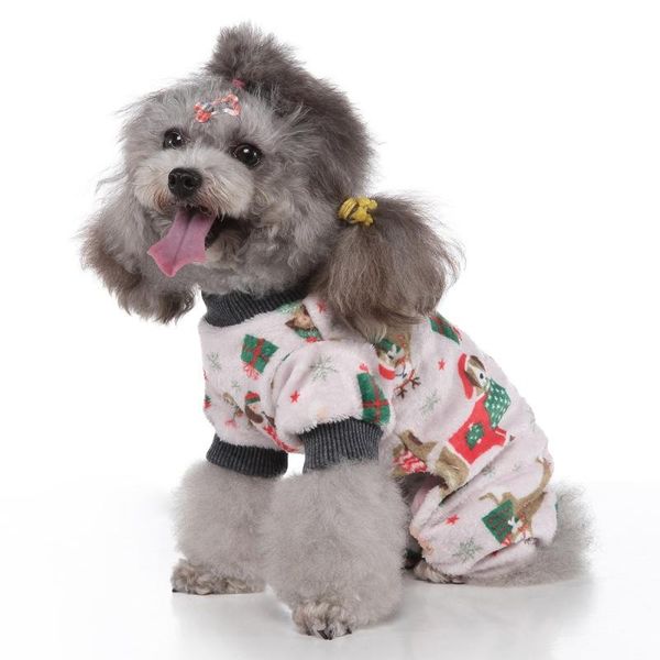 

dog apparel pet cold weather jumpsuit christmas outfits 4-legged cartoon pattern clothes ropa perro