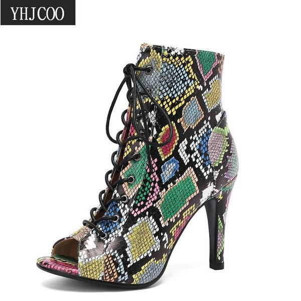 

dress shoes plus size 46 women sandals fashion high heels summer peep toe leopard quality dancing lady, Black