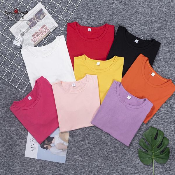 

women's t-shirt plus size short sleeve solid color casual for women summer o-neck loose basic harajuku korean hipster lady, White