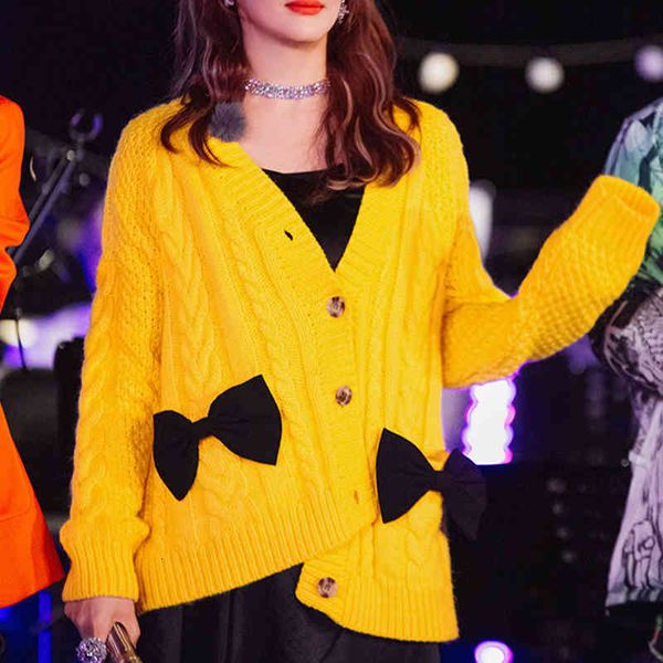 

women's jackets oversized sweater cardigan winter cute long sleeve bow twsit knit sweet temperament light jacket street wear layl, Black;brown