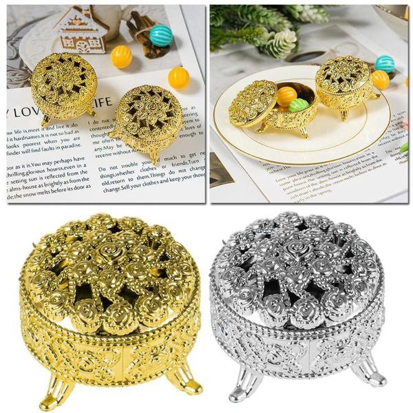 

gift wrap 12pcs plastic wedding favor hollow candy box gold mini square boxes for festival/party little container 6.5*5*4cm