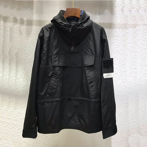 

toney jacket 2023 konng gonng spring and autumn new fashion brand hooded stones metal nylon fabric coat windbreaker 4ndv 043z, Black;brown