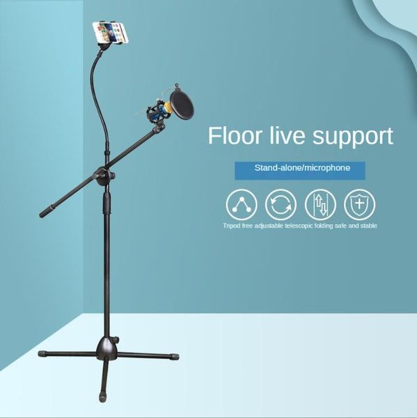 

cell phone mounts & holders d02 blowout-proof floor-standing stand tripod microphone anchor live broadcast holder