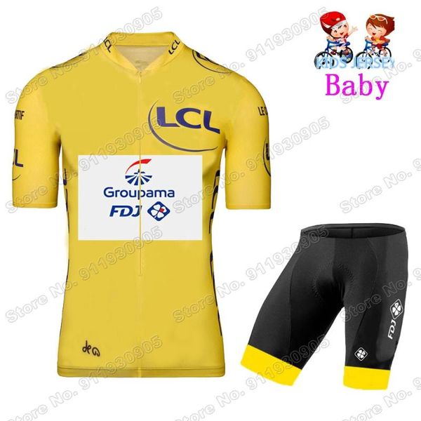 

racing sets fdj france tour kids 2021 summer cycling jersey set boys girls clothing children road bike suit ropa ciclismo, Black;blue
