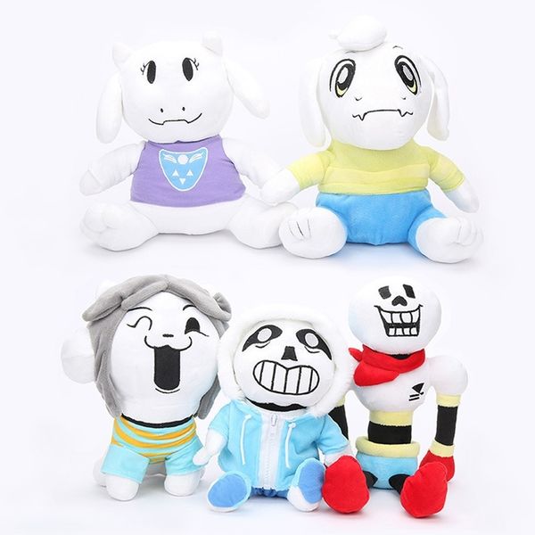 

five papyrus skeletons around the legend of plush toy doll underground