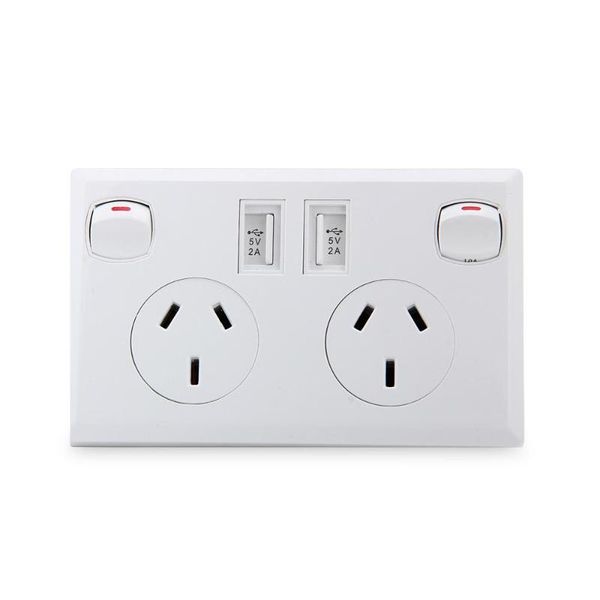 

smart power plugs white usb wall socket au standard charger plug switch ac dual port 2 10a outlet plate panel