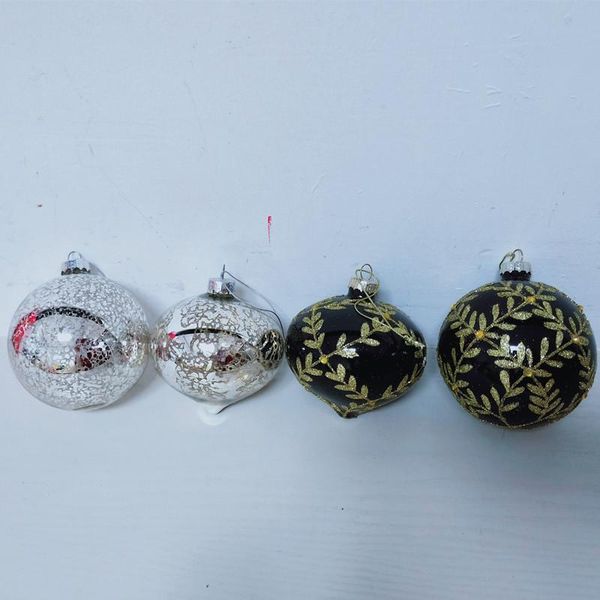 

party decoration 8pcs/pack diameter=8cm hand drawing hanging glass globe different design christmas tree decorative pendant ball