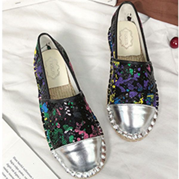 

dress shoes woman flats bling spring autumn female round toe casaul comfortable loafers hand-painted uoa0, Black