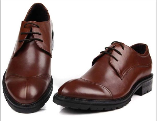 

european version, the first layer of cowhide business dress shoes for men, british thick sole, Black