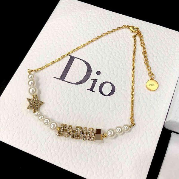 

factory specials aa new letter pearl diamond necklace for women, Silver