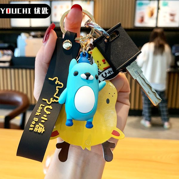 

2021 fashion keychain genuine cartoon u deer chain cute girl car key pendant creative lovers bag accessories, Silver
