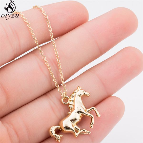 

personalize racing horse pendant necklace for women cute animal necklaces men jewelry accessories birthday gift, Silver