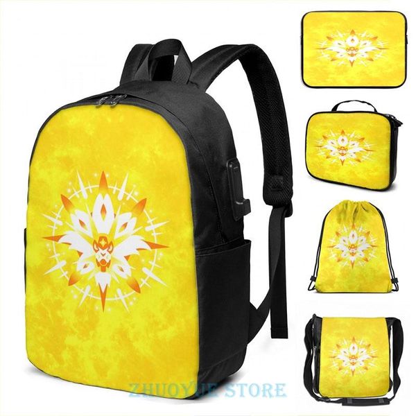 

backpack funny graphic print the radiant sun usb charge men school bags women bag travel laptop