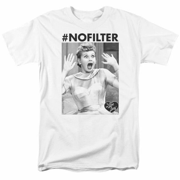 

i love lucy no filter t shirt licensed tv show tee white, White;black