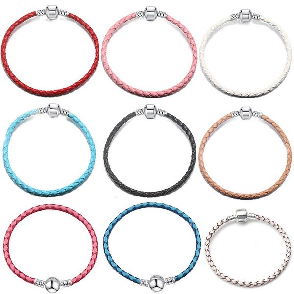 

charm bracelets baopon luxury crystal leather chain bangles for women girl diy design snake weave jewelry, Golden;silver