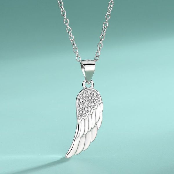 

chains s925 sterling silver necklace wing feather ladies secklace simplicity europe and the united states fashion lovely jewelrypendant