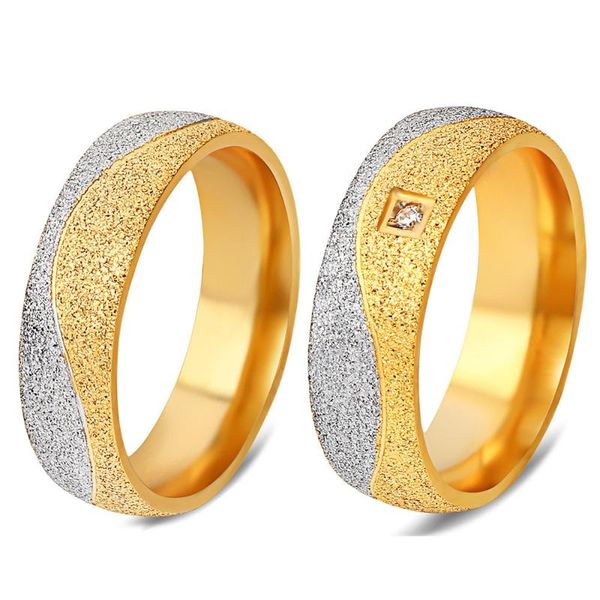 

wedding rings vowbro 6mm light zircon cz gold color 316l stainless steel finger men women jewelry wholesale, Slivery;golden