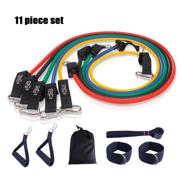 

latex 11-piece pull rope carabiner puller fitness anti-breakage household resistance band set bands