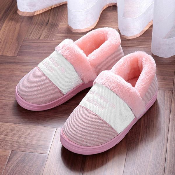 

slippers winter warm women shoes arrival plus velvet flats slipper men fashion large size home #g2, Black