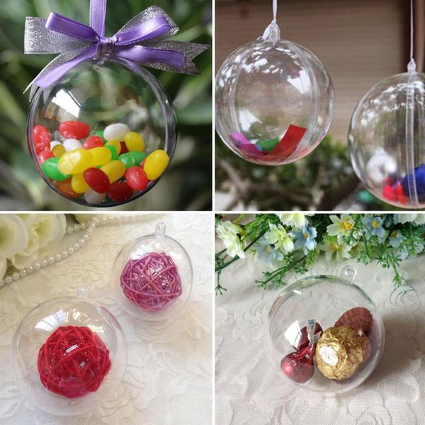 

party decoration 20pcs 10cm plastic clear christmas decorations hanging ball bauble candy ornament xmas tree outdoor decor baubles