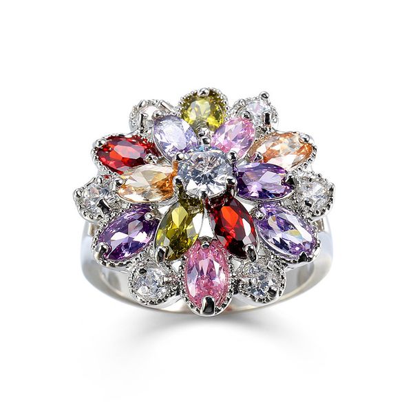 

color zircon jewelry ring women's, Slivery;golden