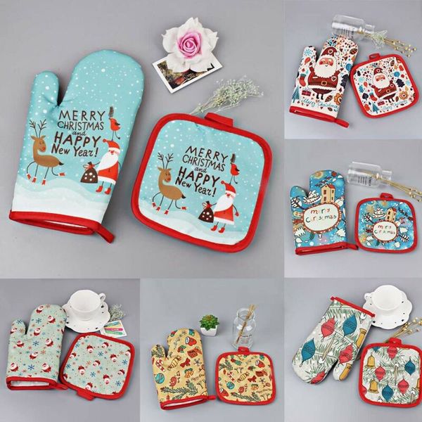 

2pcs/set anti-gloves pad oven christmas decoration baking kitchen tools