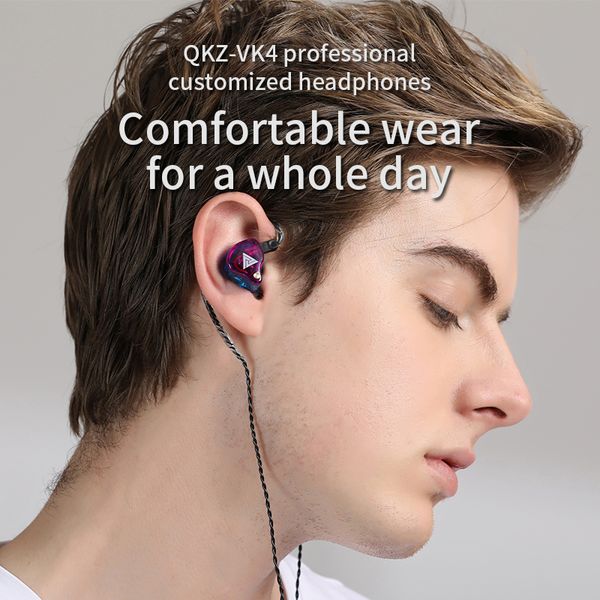 

original qkz vk4 colorful dd in ear earphone headset hifi bass noise cancelling earbuds with mic replaced cable headphone