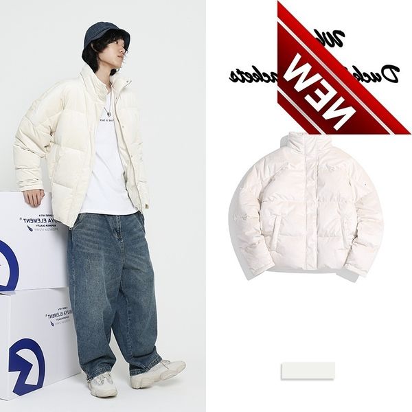 

winter men's soft corduroy puffer jackets japan style loose stand collar white duck down coat male outerwear jk-955, Black